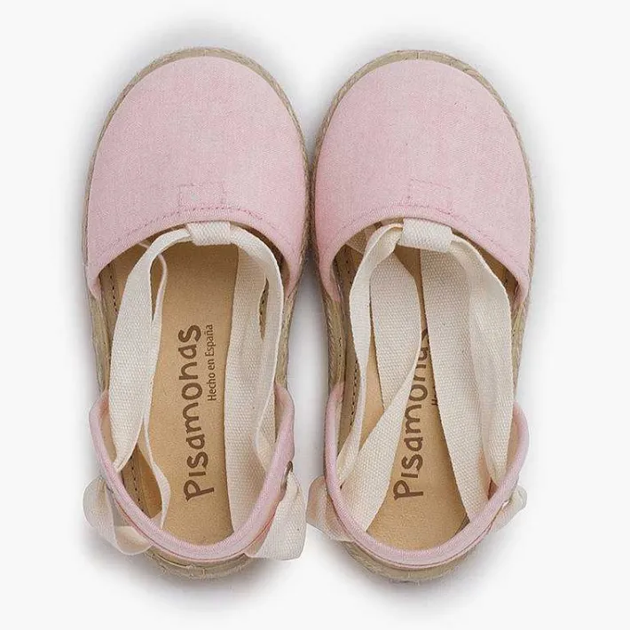 Pisamonas Espadrilles>Girls Espadrilles Ecru Ribbons