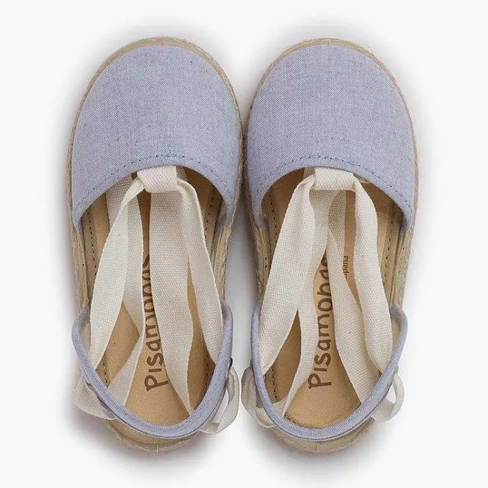 Pisamonas Espadrilles>Girls Espadrilles Ecru Ribbons
