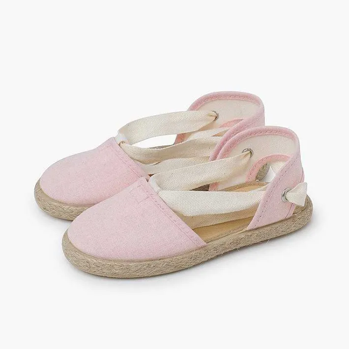 Pisamonas Espadrilles>Girls Espadrilles Ecru Ribbons