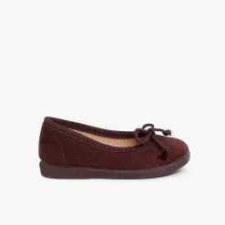 Pisamonas Ballet Pumps And Flats>Girls Faux Suede Ballet Pumps Colour Brown