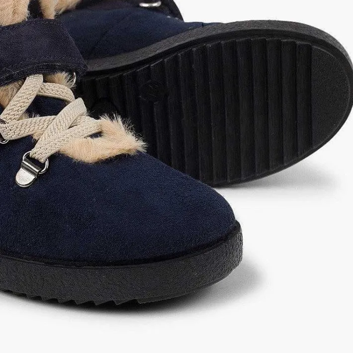 Pisamonas Boots>Girls Fur Boots With Loop Fasteners And Chevron Sole