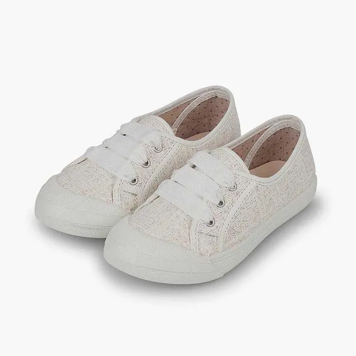 Pisamonas Trainers>Girls' Glittery Linen Trainers