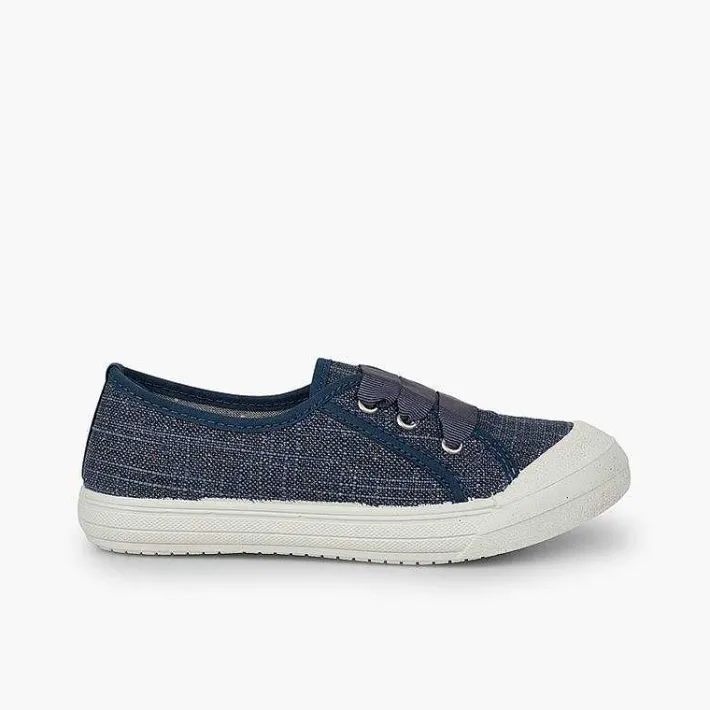 Pisamonas Trainers>Girls' Glittery Linen Trainers