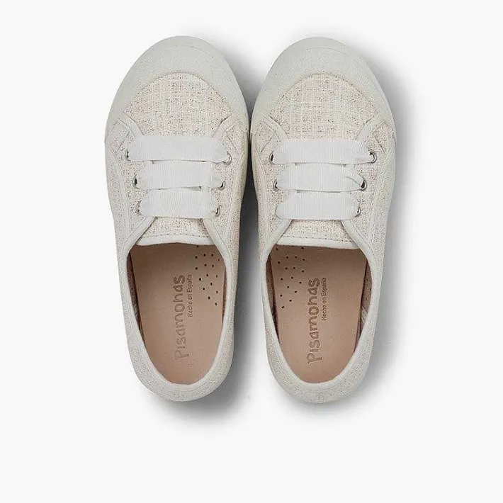 Pisamonas Trainers>Girls' Glittery Linen Trainers