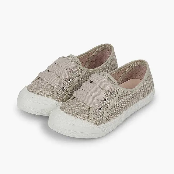 Pisamonas Trainers>Girls' Glittery Linen Trainers