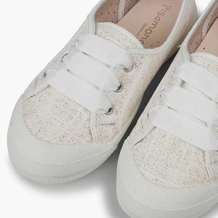 Pisamonas Trainers>Girls' Glittery Linen Trainers