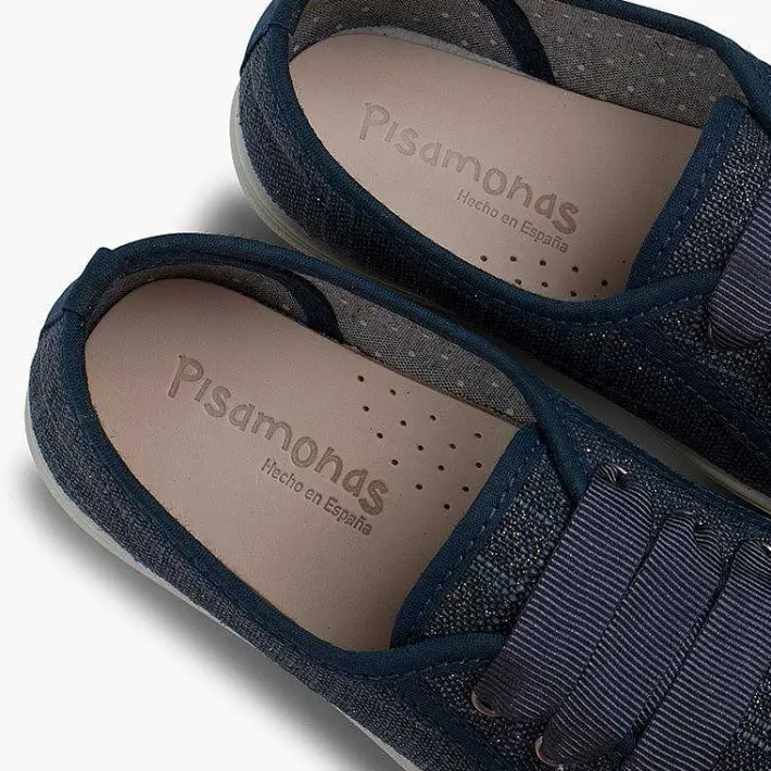 Pisamonas Trainers>Girls' Glittery Linen Trainers