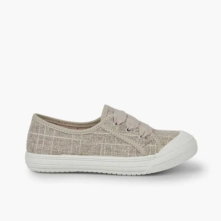 Pisamonas Trainers>Girls' Glittery Linen Trainers