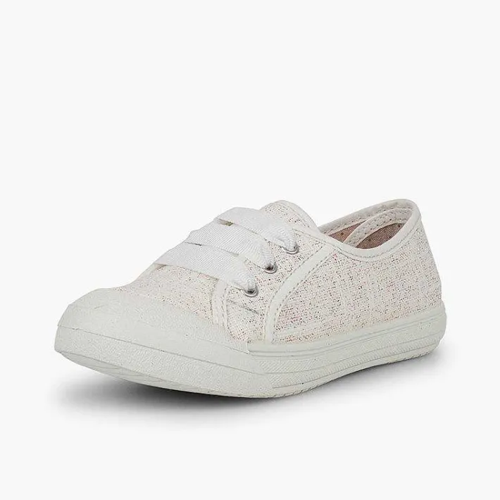 Pisamonas Trainers>Girls' Glittery Linen Trainers