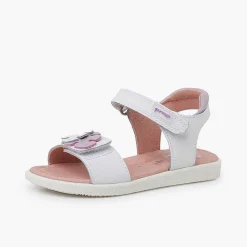 Pisamonas Sandals>Girl'S Leaf Sandals Hook-And-Loop Fasteners Colour White