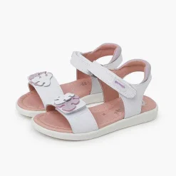 Pisamonas Sandals>Girl'S Leaf Sandals Hook-And-Loop Fasteners Colour White