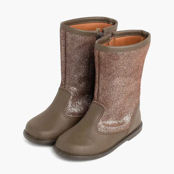 Pisamonas Boots>Girls Leather Boots With Glitter