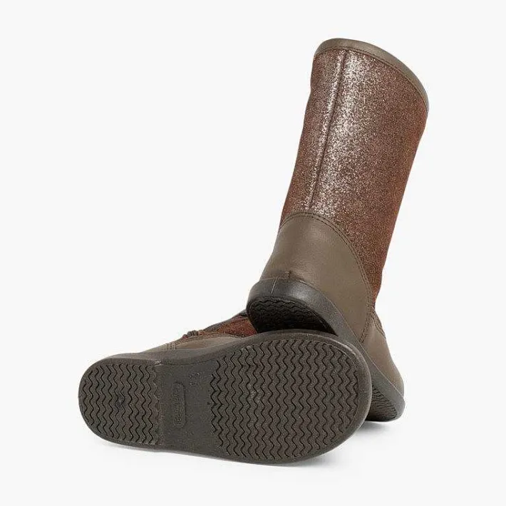 Pisamonas Boots>Girls Leather Boots With Glitter