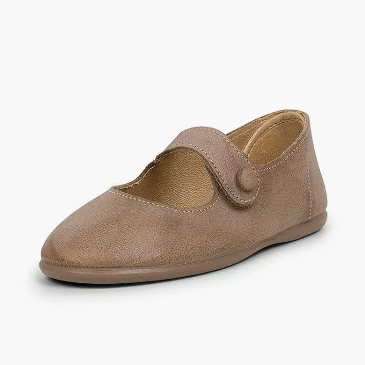 Pisamonas Mary Janes>Girls' Leather Mary Janes With Loop Fasteners And Button