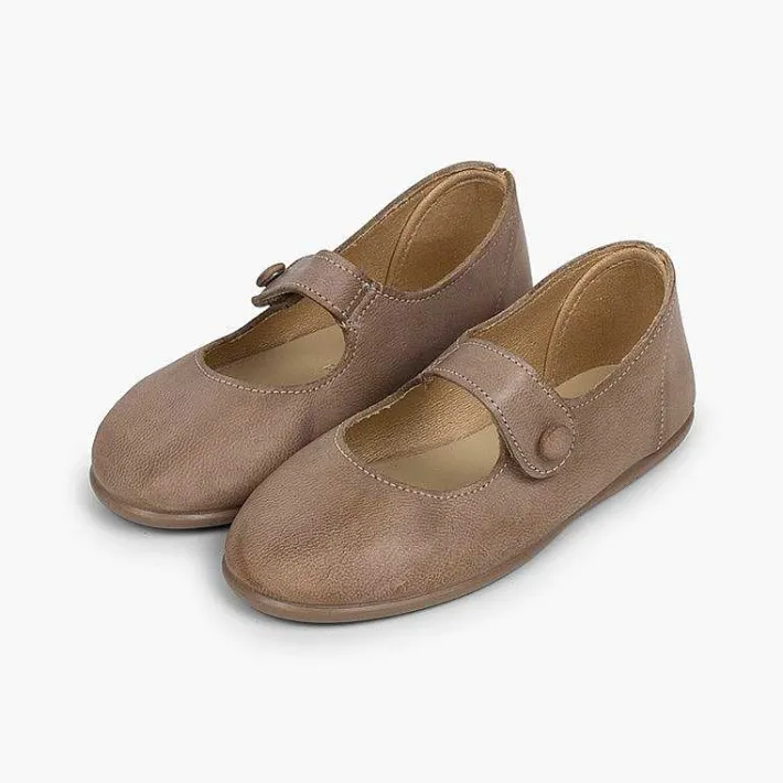 Pisamonas Mary Janes>Girls' Leather Mary Janes With Loop Fasteners And Button