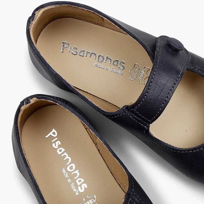 Pisamonas Mary Janes>Girls' Leather Mary Janes With Loop Fasteners And Button