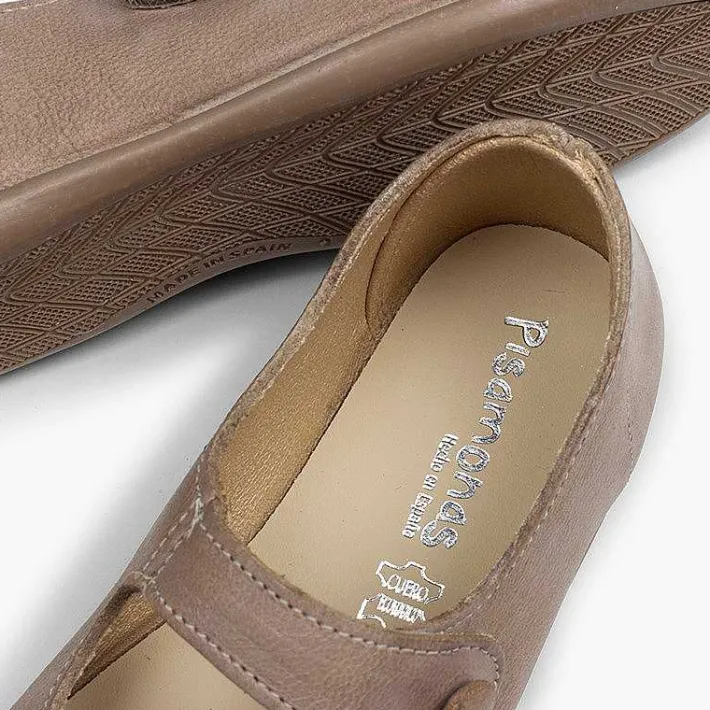 Pisamonas Mary Janes>Girls' Leather Mary Janes With Loop Fasteners And Button