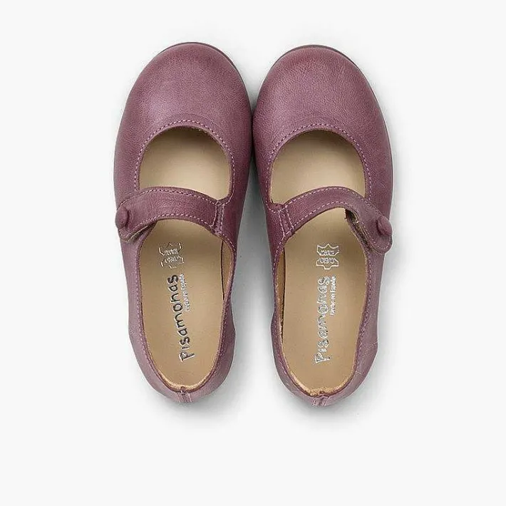 Pisamonas Mary Janes>Girls' Leather Mary Janes With Loop Fasteners And Button
