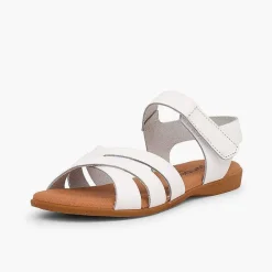 Pisamonas Sandals>Girls' Leather Sandals With Crossed Straps And Loop Fasteners Closure