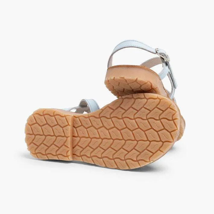 Pisamonas Sandals>Girls' Leather Sandals With Crossover Strap And Mother Of Pearl Effect