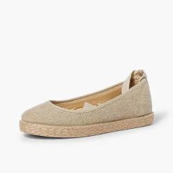 Pisamonas Ballet Pumps And Flats>Girls´ Linen Ballet Pumps With Lace Ribbon And Jute Sole
