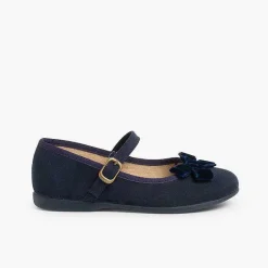 Pisamonas Mary Janes>Girl´S Mary Janes With A Velvet Bow And Buckle