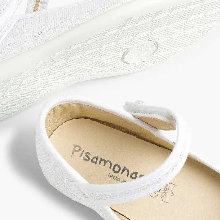 Pisamonas Communion Shoes>Girls Metallic Linen Mary Janes With Loop Fasteners