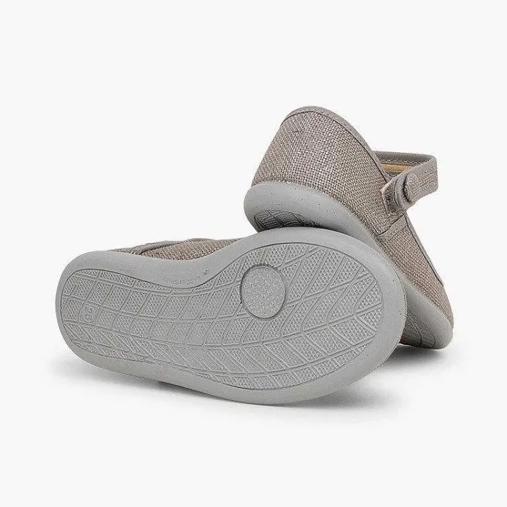 Pisamonas Communion Shoes>Girls Metallic Linen Mary Janes With Loop Fasteners