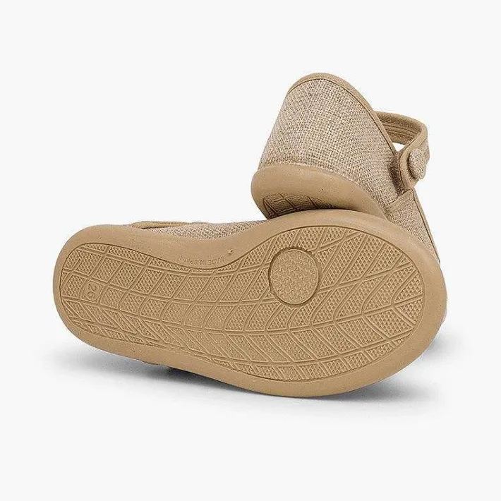 Pisamonas Communion Shoes>Girls Metallic Linen Mary Janes With Loop Fasteners