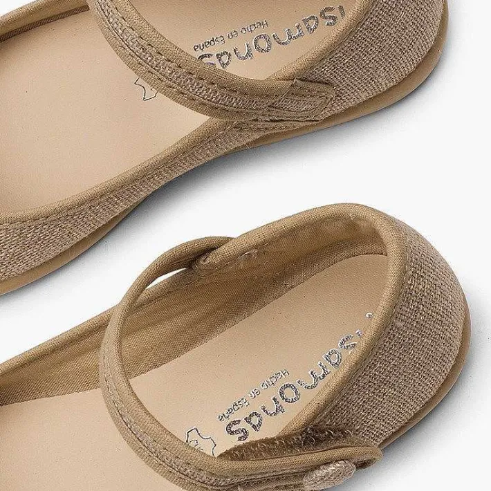 Pisamonas Communion Shoes>Girls Metallic Linen Mary Janes With Loop Fasteners