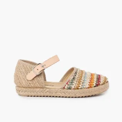 Pisamonas Sandals>Girls' Multicoloured Raffia Espadrilles Colour Multicolor