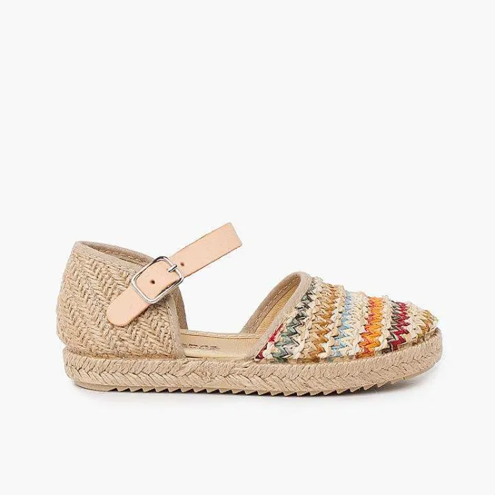 Pisamonas Sandals>Girls' Multicoloured Raffia Espadrilles Colour Multicolor