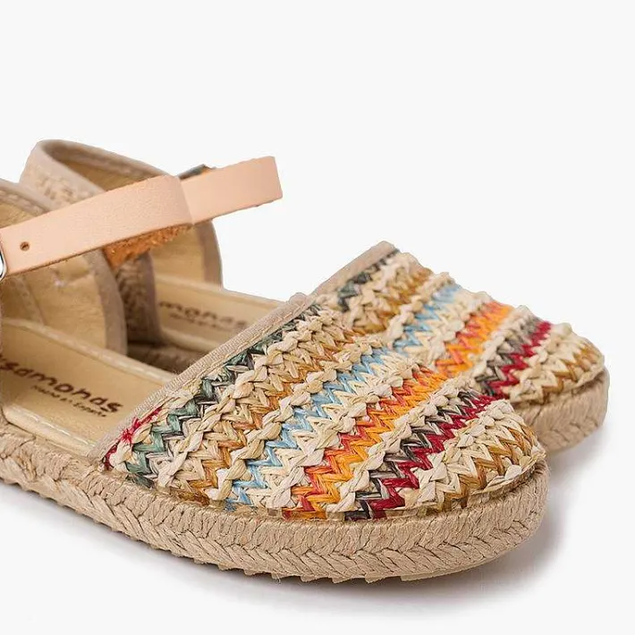 Pisamonas Sandals>Girls' Multicoloured Raffia Espadrilles Colour Multicolor