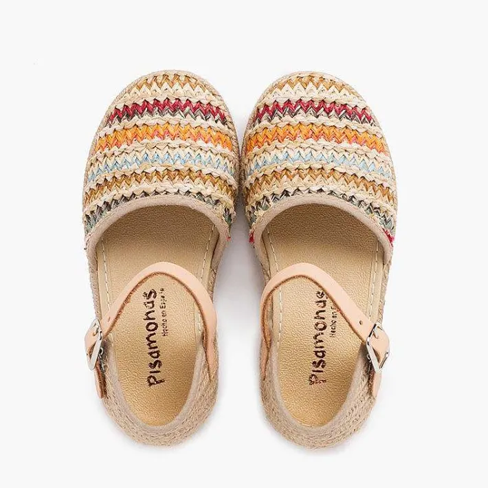 Pisamonas Sandals>Girls' Multicoloured Raffia Espadrilles Colour Multicolor