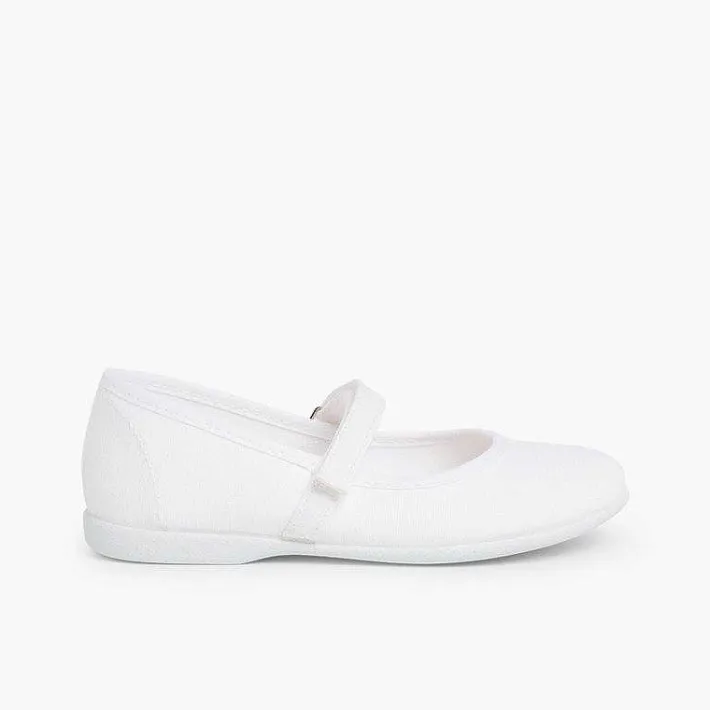 Pisamonas Mary Janes>Girls Riptape Canvas Mary Janes