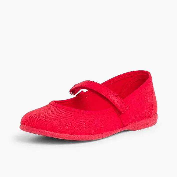Pisamonas Mary Janes>Girls Riptape Canvas Mary Janes