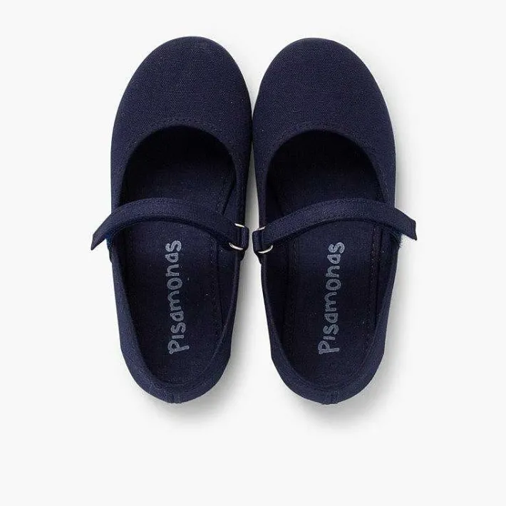 Pisamonas Mary Janes>Girls Riptape Canvas Mary Janes