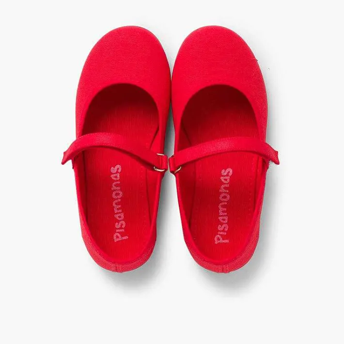 Pisamonas Mary Janes>Girls Riptape Canvas Mary Janes