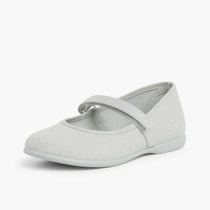 Pisamonas Mary Janes>Girls Riptape Canvas Mary Janes