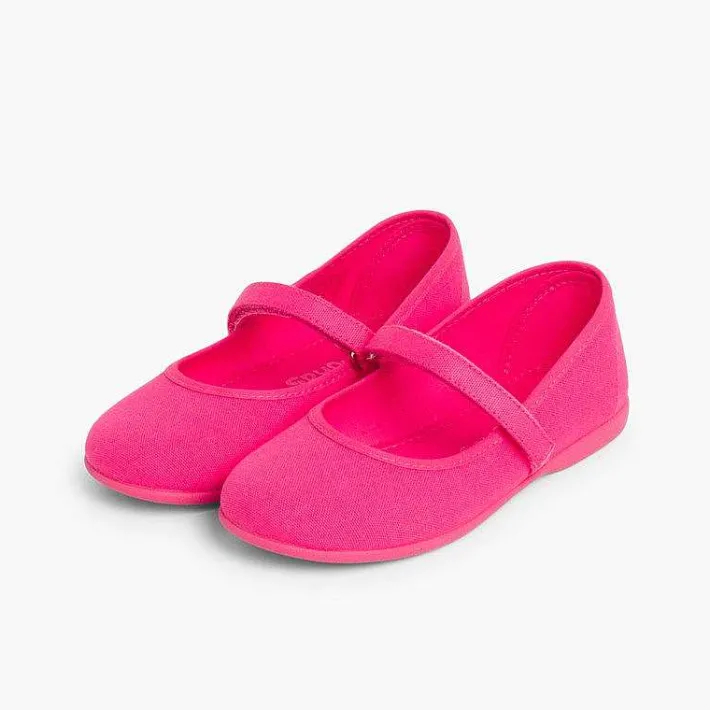Pisamonas Mary Janes>Girls Riptape Canvas Mary Janes