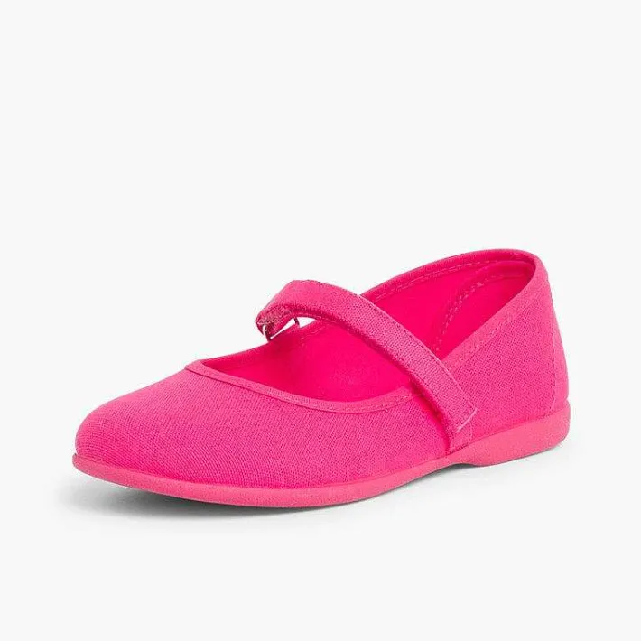 Pisamonas Mary Janes>Girls Riptape Canvas Mary Janes