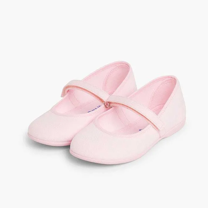 Pisamonas Mary Janes>Girls Riptape Canvas Mary Janes