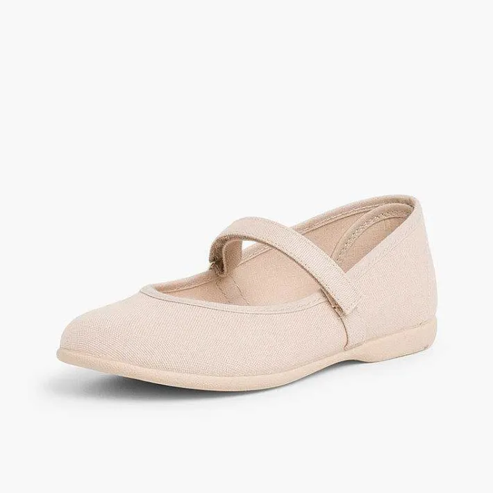 Pisamonas Mary Janes>Girls Riptape Canvas Mary Janes