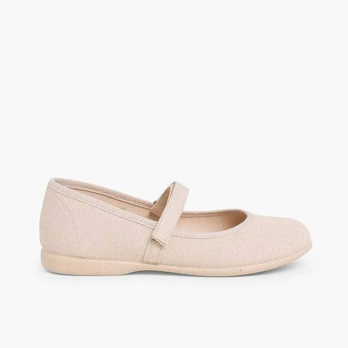 Pisamonas Mary Janes>Girls Riptape Canvas Mary Janes