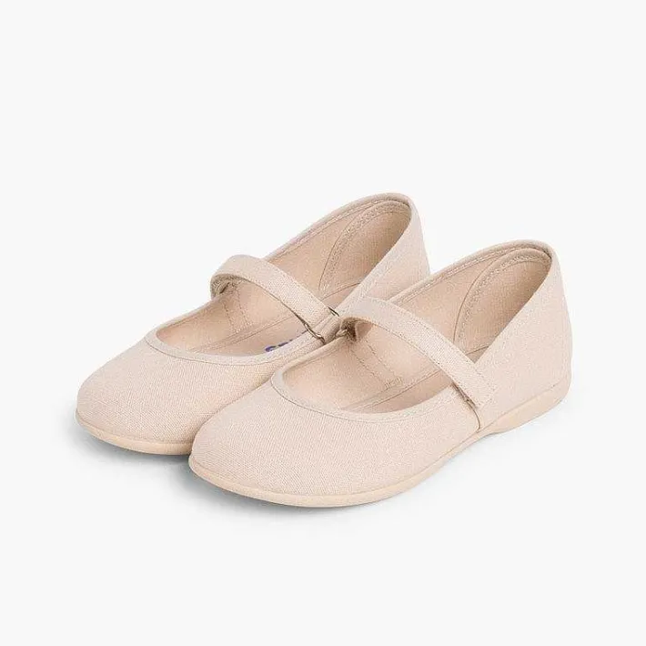 Pisamonas Mary Janes>Girls Riptape Canvas Mary Janes