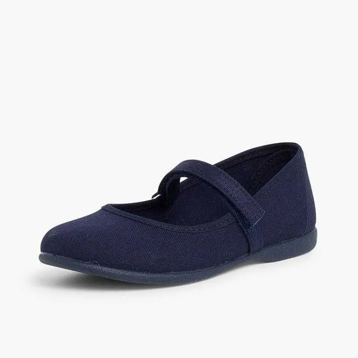 Pisamonas Mary Janes>Girls Riptape Canvas Mary Janes