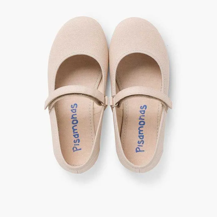 Pisamonas Mary Janes>Girls Riptape Canvas Mary Janes