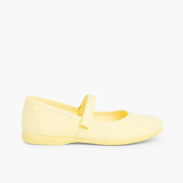 Pisamonas Mary Janes>Girls Riptape Canvas Mary Janes