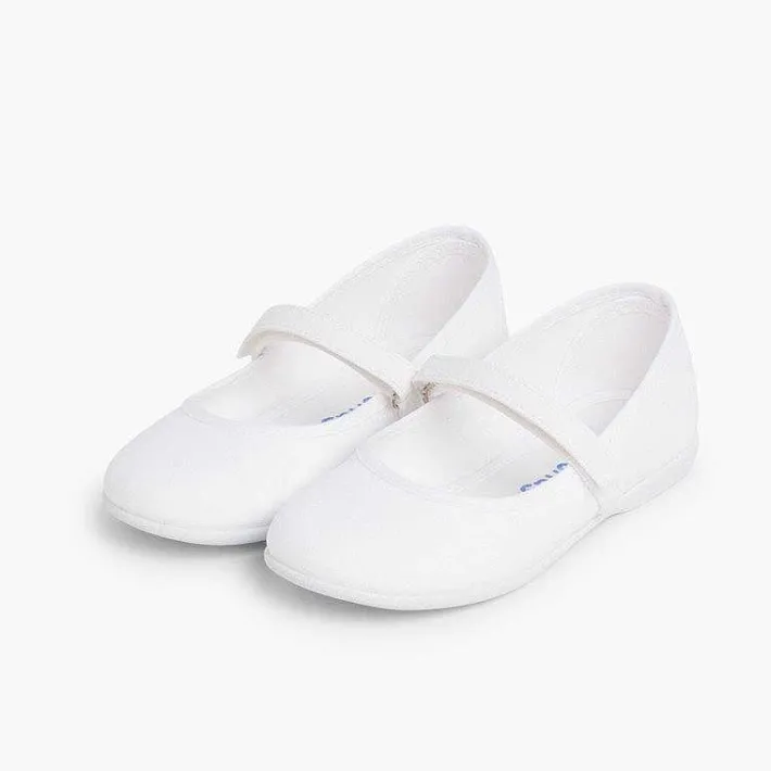 Pisamonas Mary Janes>Girls Riptape Canvas Mary Janes