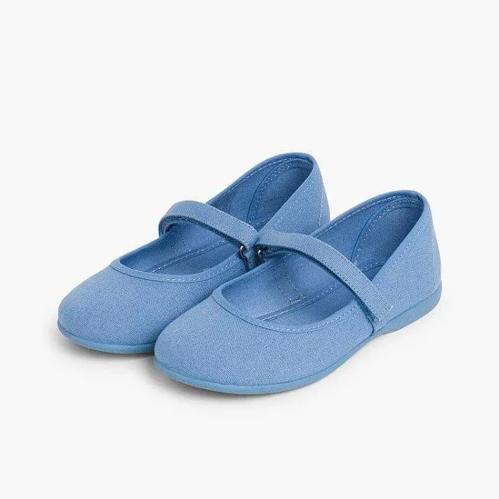 Pisamonas Mary Janes>Girls Riptape Canvas Mary Janes
